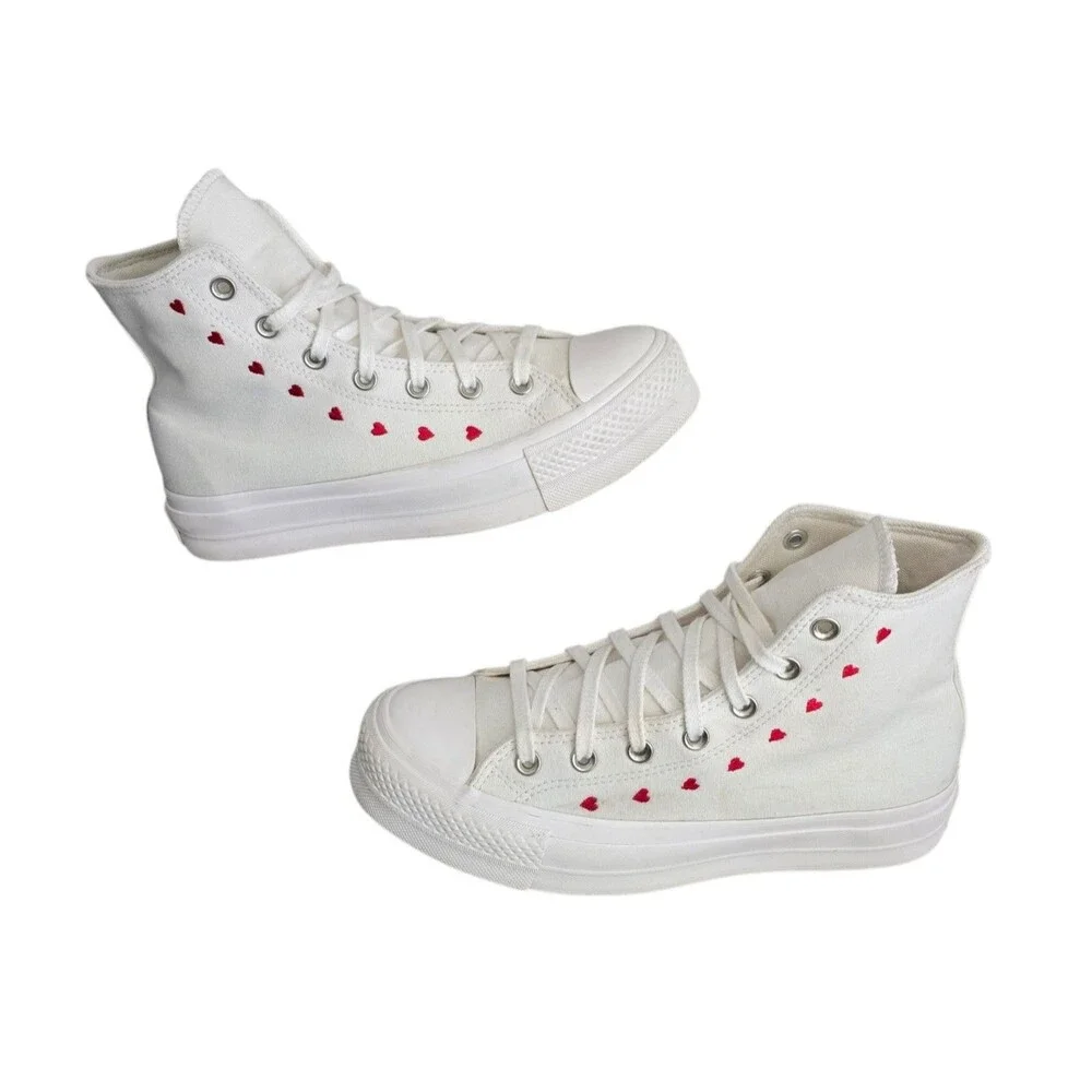 Converse Chuck Taylor All Star Shoes Womens Size 9 Hearts Platform Sneakers
